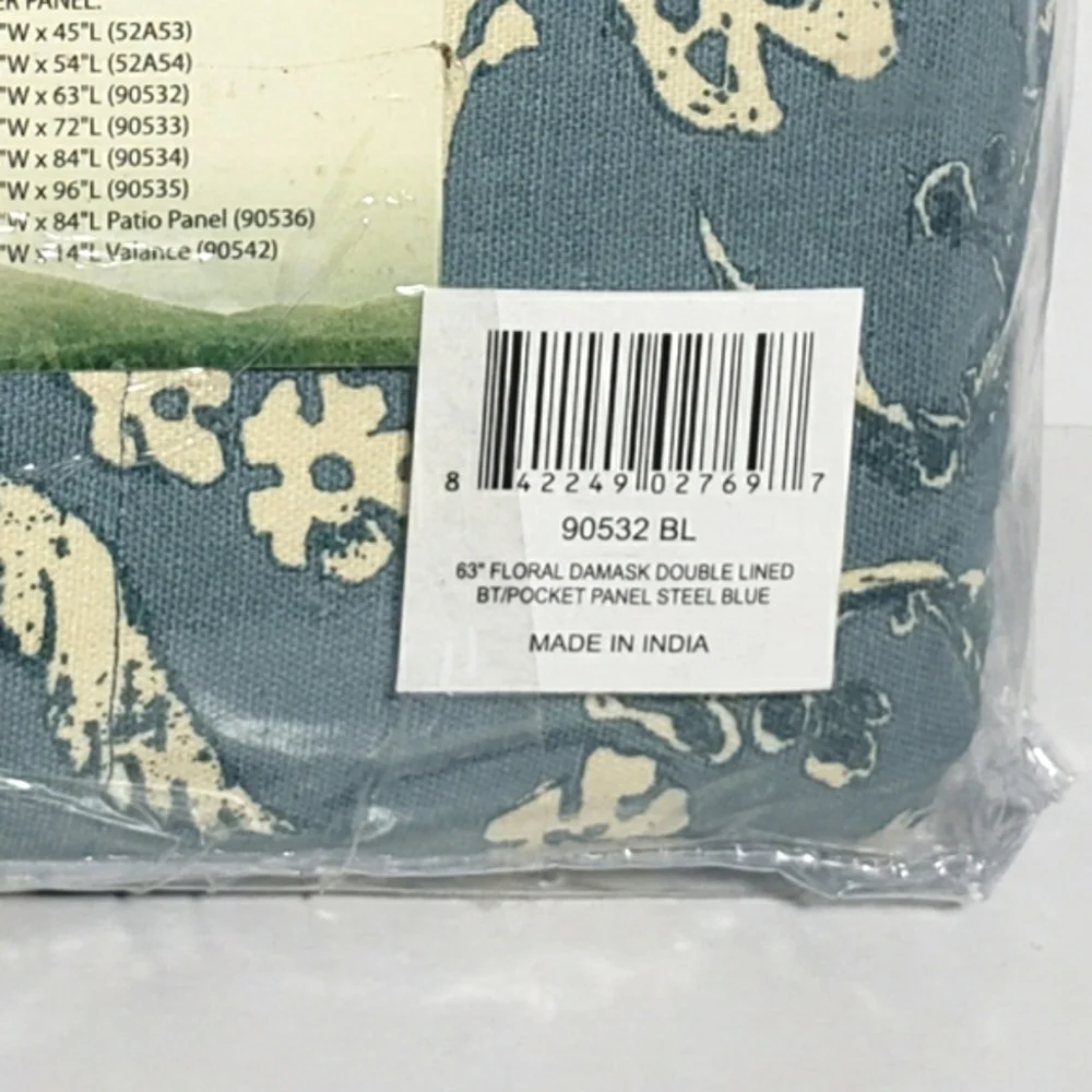 Plow & Hearth Homespun Insulated Curtain Floral Damask Rod-Pocket 42